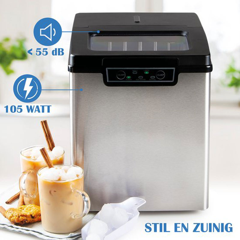 PRIMO PR403IB IJsblokjesmachine - IJsblokmaker met IJsschep - Kleine & Grote IJsblokjes - 1,8L - 12kg/24u - RVS