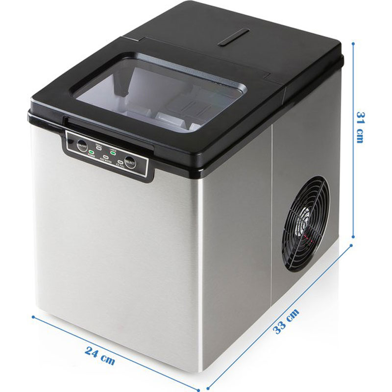 PRIMO PR403IB IJsblokjesmachine - IJsblokmaker met IJsschep - Kleine & Grote IJsblokjes - 1,8L - 12kg/24u - RVS