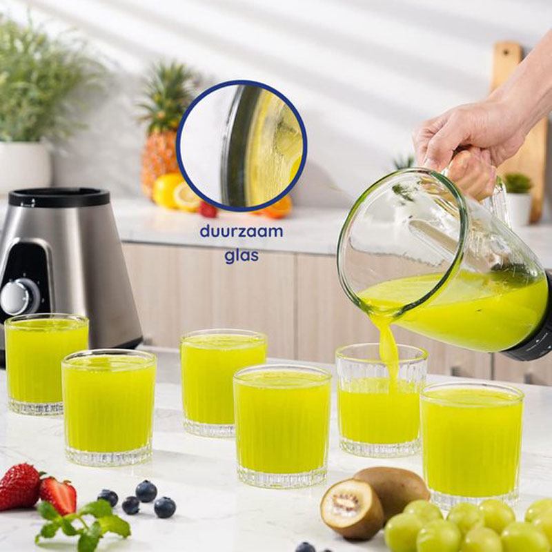 Safecourt Kitchen Blender - Krachtige 1200 Watt Blender met To-Go Beker - 3 Standen - RVS