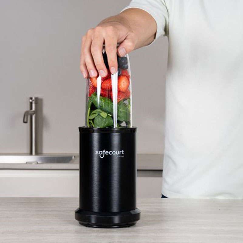 Safecourt Kitchen Power Blender - 1000 watt - blender to go - smoothie blender - Incl. receptenboek - Zwart