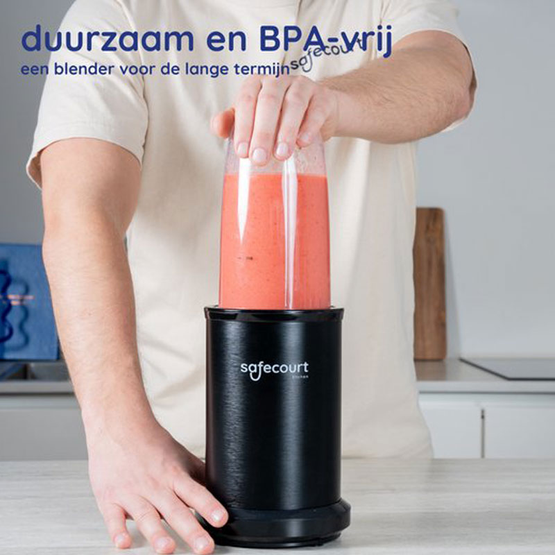 Safecourt Kitchen Power Blender - 1000 watt - blender to go - smoothie blender - Incl. receptenboek - Zwart