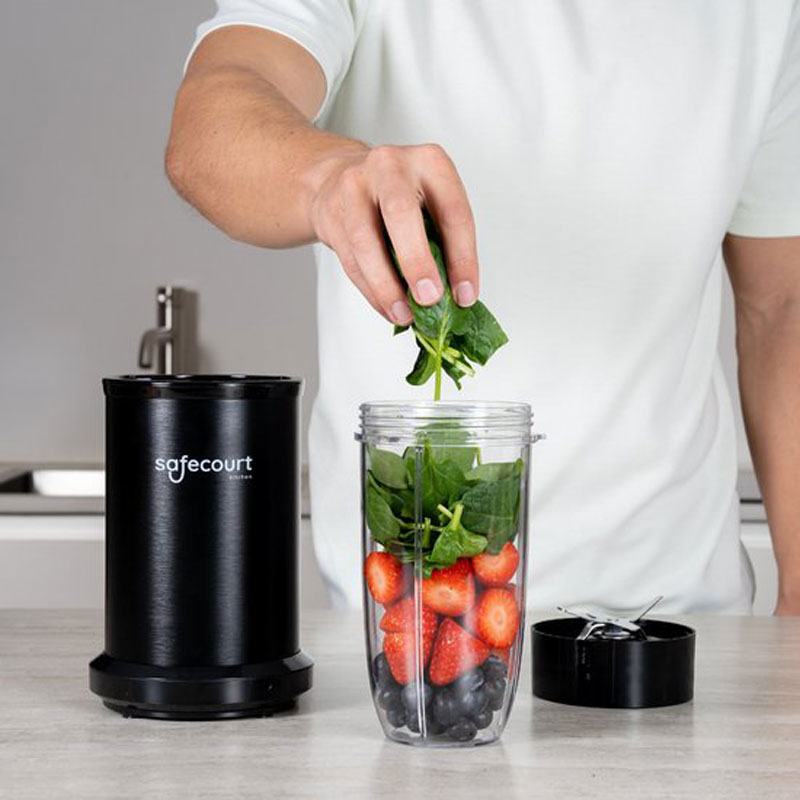 Safecourt Kitchen Power Blender - 1000 watt - blender to go - smoothie blender - Incl. receptenboek - Zwart