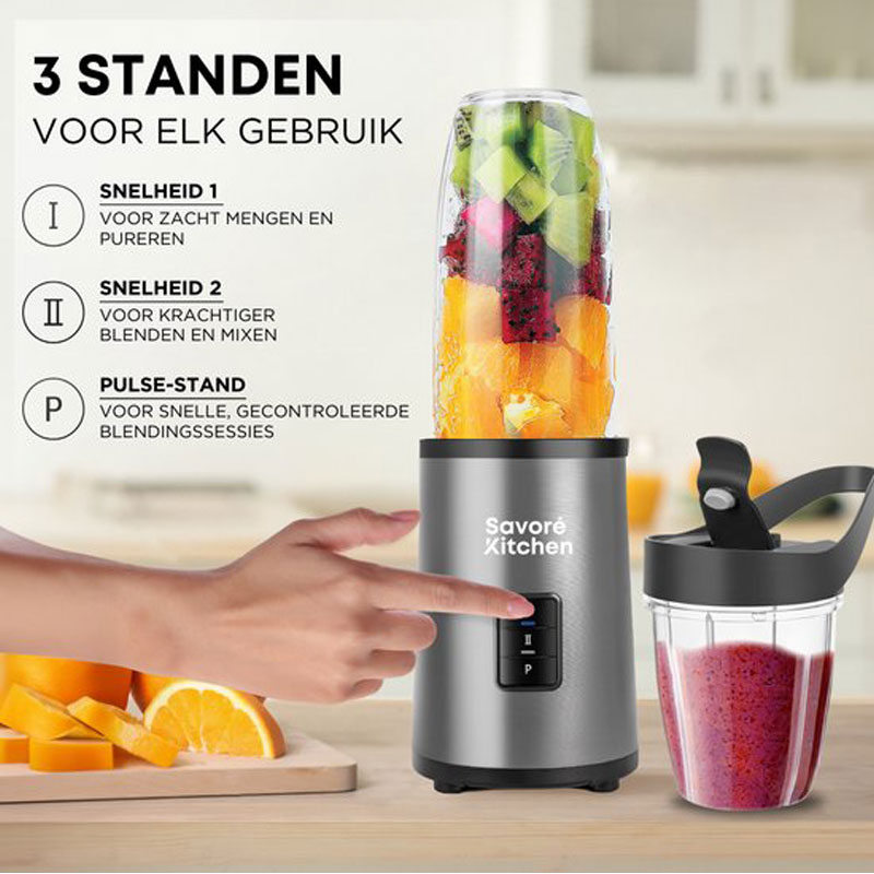 Savoré Kitchen Blender Pro+ NutriPower - Blender to Go - Smoothie Maker - 2 Bekers