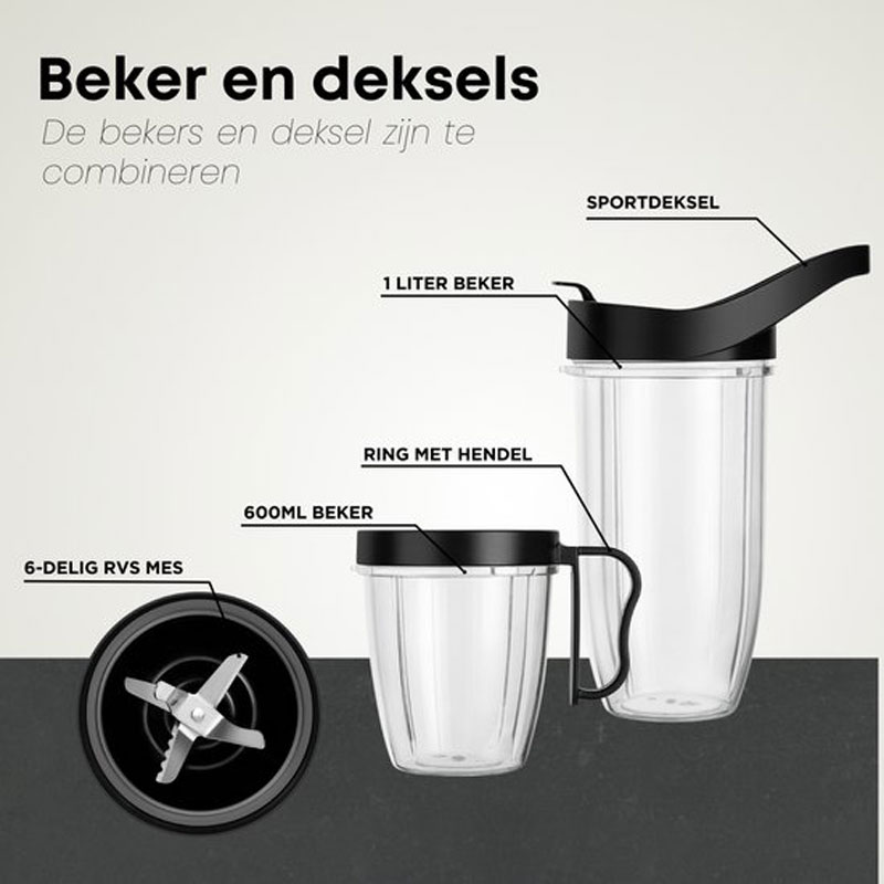Savoré Kitchen Blender Pro+ NutriPower - Blender to Go - Smoothie Maker - 2 Bekers