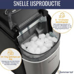 Sommertal Ice Cube Maker EM12C - Ice Cream Maker with Fast Ice Production from 6 Minutes, 12kg per Day, 2 Cube Sizes, with Scoop & Removal Basket - Small Ice Cube Maker