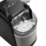 Sommertal Ice Cube Maker EM12C - Ice Cream Maker with Fast Ice Production from 6 Minutes, 12kg per Day, 2 Cube Sizes, with Scoop & Removal Basket - Small Ice Cube Maker
