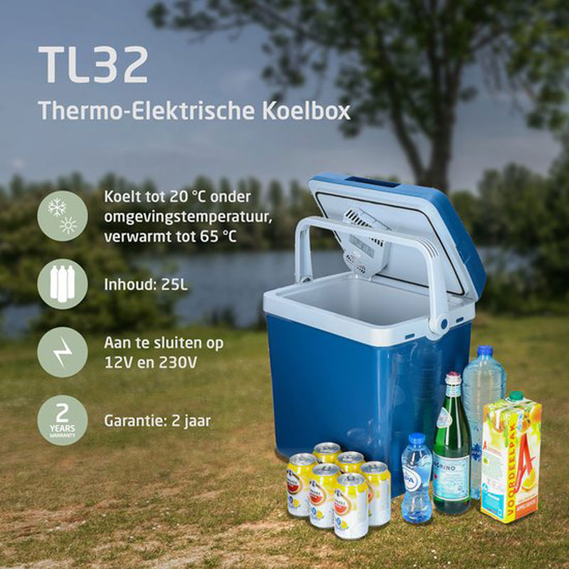 Travellife TL32 Thermo-Elektrische Koelbox - 25L - ACDC - 12V230V - Geschikt voor 1,5 L flessen