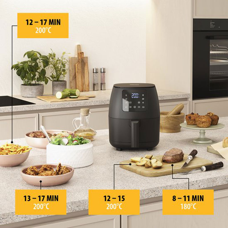 Tristar Mini Digitale Airfryer FR-9015 - Heteluchtfriteuse Compact - Olievrij - 6 kookprogramma's - Antiaanbaklaag - Regelbare thermostaat - 2 liter - 1500W
