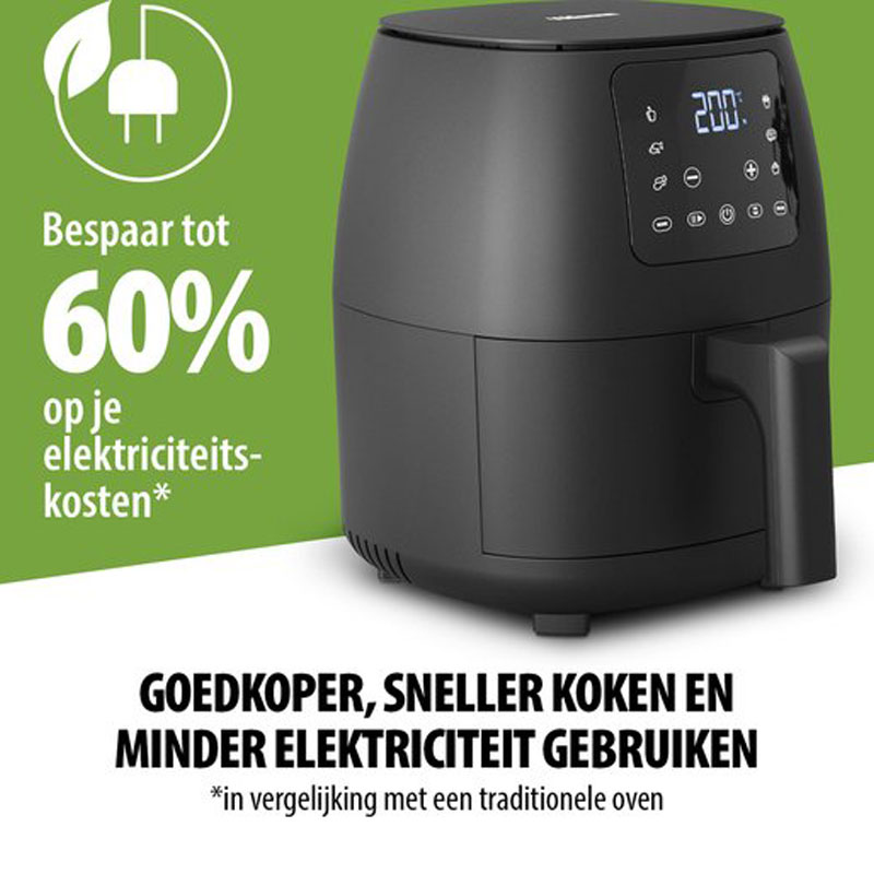 Tristar Mini Digitale Airfryer FR-9015 - Heteluchtfriteuse Compact - Olievrij - 6 kookprogramma's - Antiaanbaklaag - Regelbare thermostaat - 2 liter - 1500W