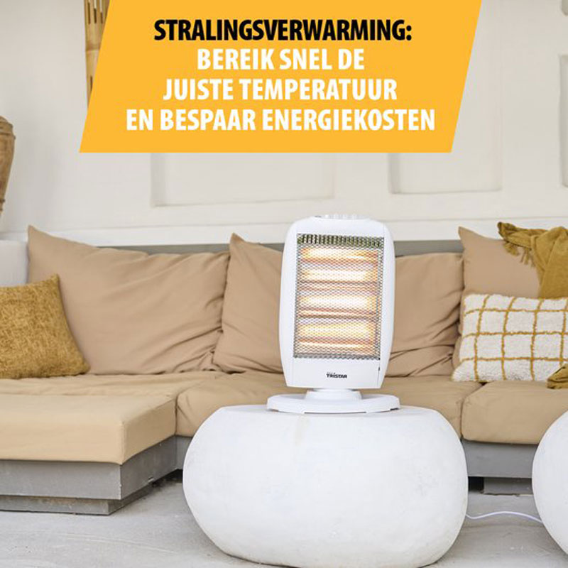 Tristar Straalkachel KA-5129 - Campingkachel - Halogeenverwarming - Warmtebereik 15 m² - 400W, 800W en 1200W