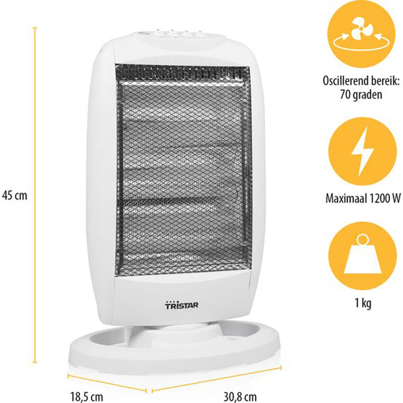 Tristar Straalkachel KA-5129 - Campingkachel - Halogeenverwarming - Warmtebereik 15 m² - 400W, 800W en 1200W