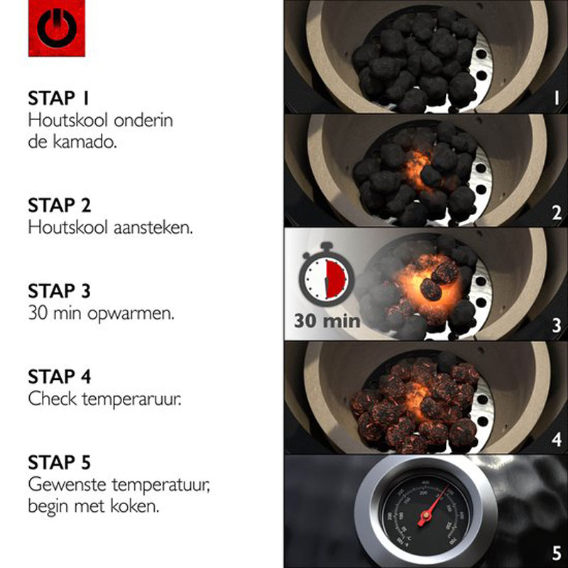 VOLT! Kamado BBQ 18 Inch - Houtskoolbarbecues - Ø48cm - Luxe Afwerking