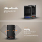 Vulpes Goods® Tech - Elektrische Kachel - Elektrische Verwarming voor Binnen - Ventilatorkachel - Keramische Kachel - Heater - 3 Standen - 950W - LED Indicatie - Roterend - Zwart - Incl. schoonmaakdoek - PRO versie