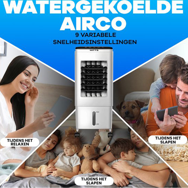 WITTS Airco - Mobiele Airco - Mobiele Airco zonder Afvoer - Airco - Ventilator - Mobiele Airco voor Slaapkamer