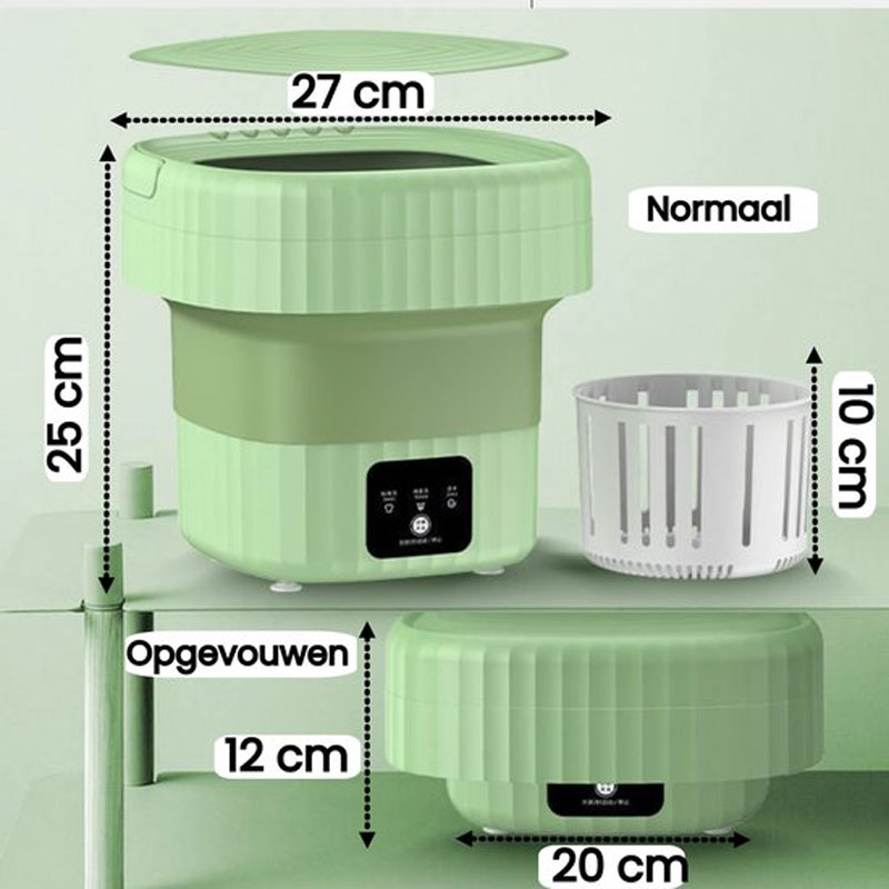 Wingle Mini Wasmachine- Kleine wasmachine - Opvouwbaar - Mini Wasmachine met Centrifuge - Studenten Wasmachine - Opvouwbare Wasmachine- 2 kg Was Gewicht- 22x30x30 - Groen