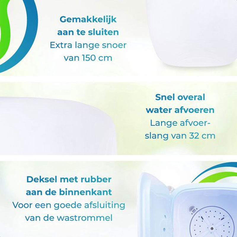 Xatix Compacte Mini Wasmachine - Stil en Energiezuinig - Mooi Design, Ideaal voor Studenten en Camping - 3kg Capaciteit - 230V, 8 Liter