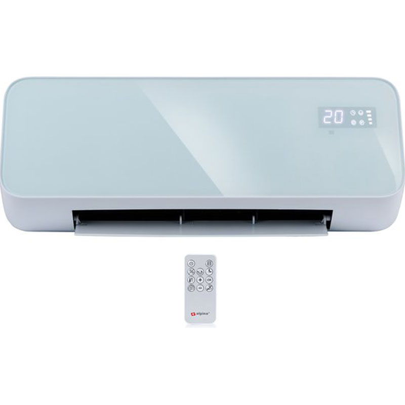 alpina Elektrische Verwarming en Ventilator - Ventilatorkachel 2000W - Convectorkachel voor Wandmontage - Wandventilator met Afstandsbediening - Instelbare Thermostaat en Timerfunctie - Wit