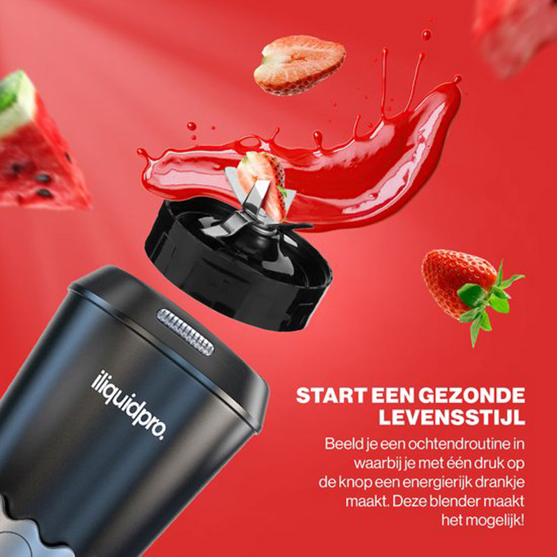 iliquidpro - Blender - incl. To Go Bekers - 1000W - 7-delig - Smoothie maker - Zwart