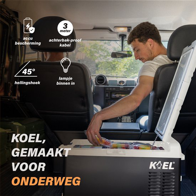 KOEL Crate 40 - Compressor Koelbox Elektrisch 12 en 230 Volt voor Auto - Elektrische Frigobox - Coolbox - 40 Liter